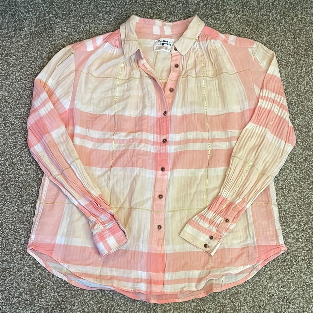 Anthropologie Holding Horses Gailen Plaid Long Sleeve Button Down Blouse - Picture 2 of 6